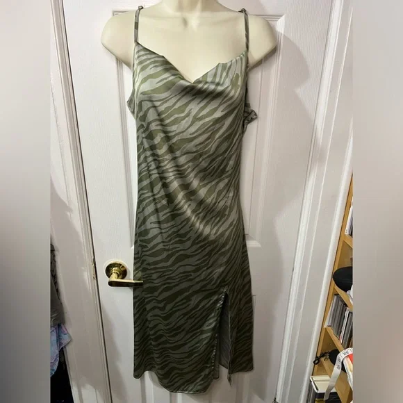 Forever 21 | Dresses | Forever 2 Green Zebra Silky Slip Dress | Poshmark
